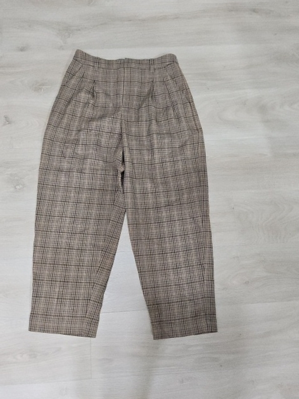 Madewell Brown Checked Pleated Trousers